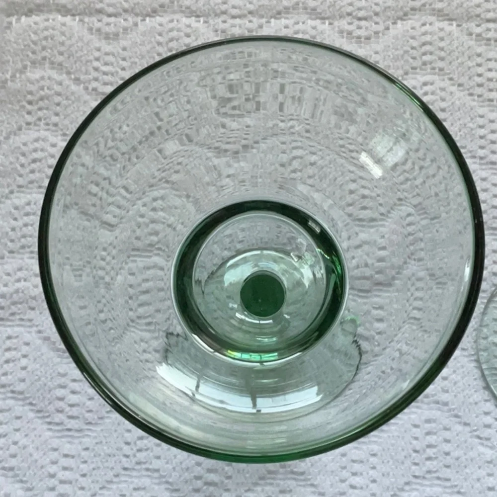 Large Margarita Glasses Set of 2 Green Glass